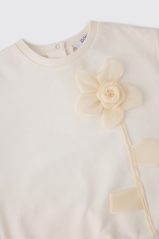 Panço Kız Bebek Aksesuar Detaylı Ekru Sweatshirt Krem