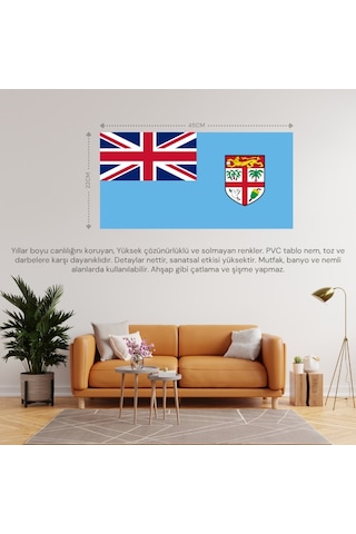 Fiji Ülke Bayrağı 45x22cm Duvar Tablosu Çerçevesiz Pvc Tablo Diğer