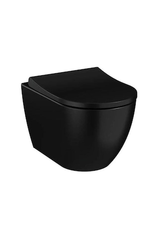 VitrA S60 Kanalsız Mat Siyah Asma Klozet + VitrA Slim Yavaş Kapanır Kapak