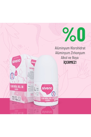 Siveno %100 Doğal Roll On Kadın Deodorant Ter Kokusu Önleyici Bitkisel Leke Bırakmayan Vegan 50 ML