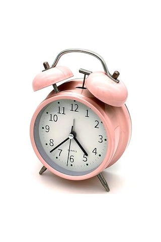 16cm Büyük Boy Akar Saniyeli Alarm Çalar Saat - Nostaljik Masa Saati Pembe Genel