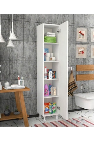 Artel Mobilya 5 Raflı Banyo Boy Dolabı Beyaz