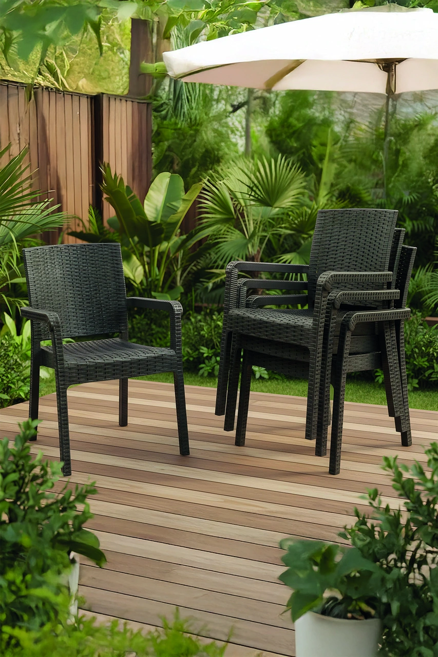 King 4'lü Rattan Sandalye Kahve Kahve