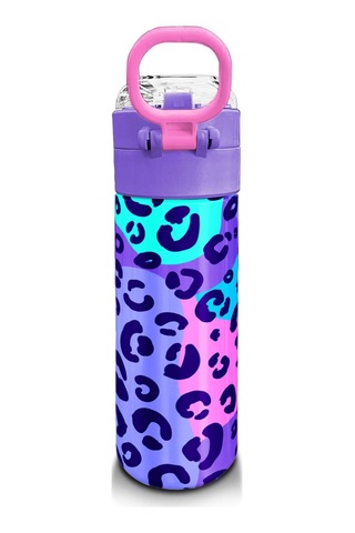 Coral High Kids Mor Leopar Desenli Pipetli Ve Direkt İçim Çelik Termos 500 Ml 31846 Mor - Mavi