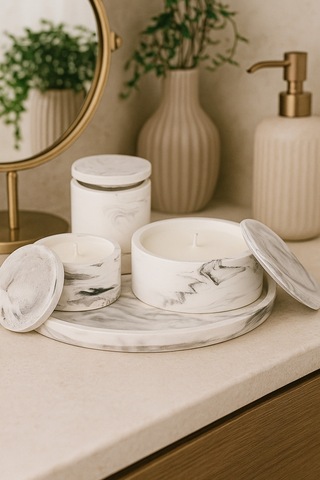 Dekoratif Set Mum Mermer Set