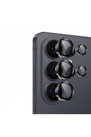 Microcase Samsung Galaxy Uyumlu S26 Ultra Kamera Camı Lens Koruyucu Halka Set - Al8114 Siyah