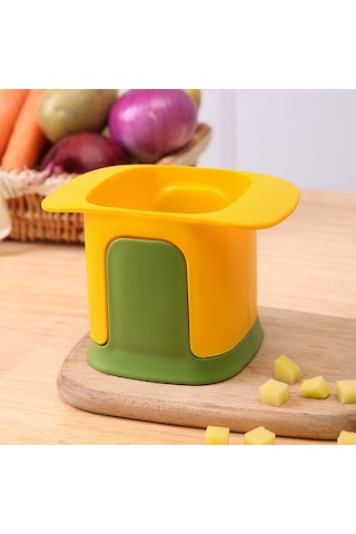 Springsun Mutfakta Çabuk Kullanımlı El Basmalı Çok Amaçlı Sebze Kesici - Patates, Salatalık Dilim Ve Küp Kesme, Dayanıklı Malzeme, Uzun Ömürlü Tasarım Sarı Sarı