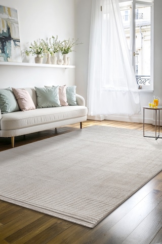Yalın Microfiber Bukle Dokuma Halı Antre Hol Kesme Halı Yolluk 5771 Krem Krem Krem