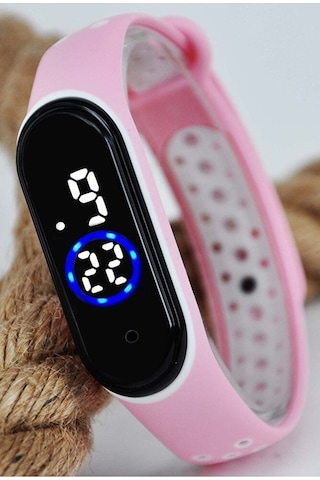 Dokunmatik Kadın Dijital Led Pembe Silikon Kordon Spor Genç Kız Kol Saati Modern Şık Hafif Trend Pembe