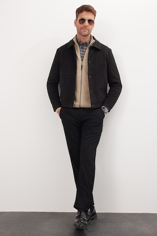 Tudors Erkek Slim Fit Dar Kesim Çift Cepli Çıtçıt Kapamalı Siyah Mont-46275 Siyah