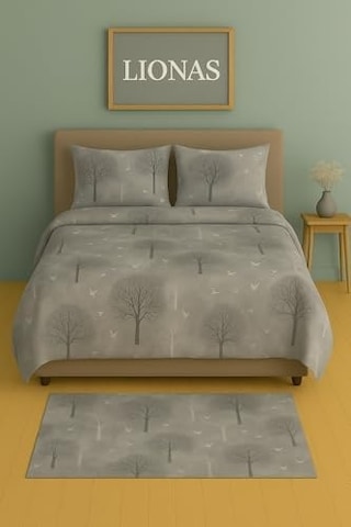 Ezgi Çift Kişilik Desenli Nevresim Takımı, 200 X 230 Cm, 2 Adet Kapaklı Yastık Kılıfı, Gri,%80 Pamuk Diğer