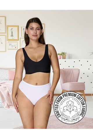 Alya Underwear Kadın Külot Yüksek Bel Tanga, Toparlayıcı - 2 Siyah, 1 Beyaz, 2 Ten S, M, L, Xl, 2xl - 5 Adet Beyaz P05