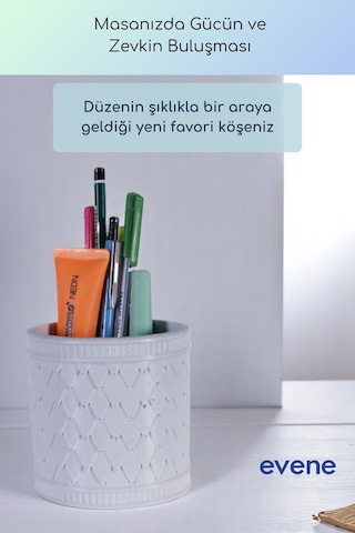 Kalemlik Masa Kalemliği Organizer Kalemlik Beyaz Renk Model 87 Çok Renkli