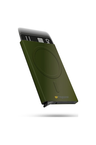 Wrapsol Magsafe Mekanizmalı Kartlık Rfid Korumalı Alüminyum Otomatik Kredi Kartlık Renkli Parlak Saks Mavi Metalik Asker Yeşili Metalik Asker Yeşili Haki