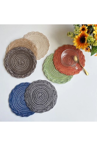 4 Adet Dokuma Amerikan Servisi Isı Yalıtım Matı Yuvarlak Masa Matları Yemek Masası Tencere Altlığı Bardak Altlığı Parti Düğün Ev Dekorasyon Aksesuarları 4 Adet Yeşil, Yuvarlak D18cm Diğer