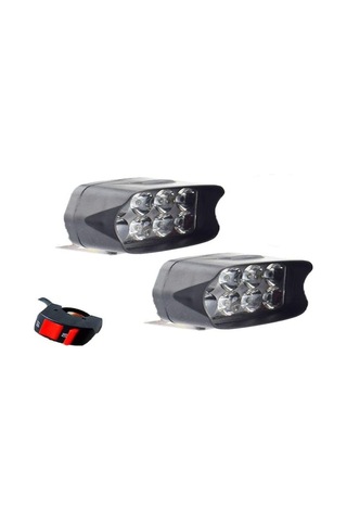 Mercek 8 Boncuklu Spot Işığı + Vidalar 2 Takım Elektrikli Motosiklet Işığı, Güçlü Led