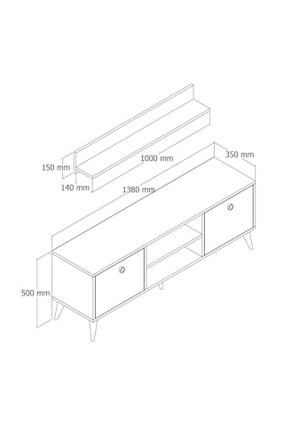Ferniso Mobilya 138 Cm Tv Ünitesi Alba Çizgili Kapak