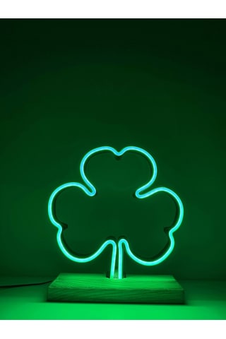 Yonca Figürlü Yeşil Neon Gece Lambası Çok Renkli