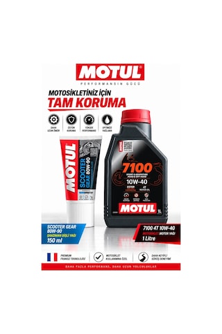 Motul 7100 10w-40 4t Tam Sentetik 1l + Scooter Gear 80w-90 Motor Ve Şanzıman Yağı Seti