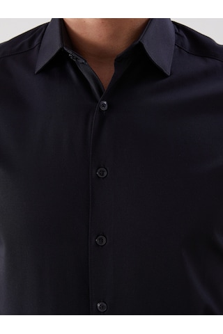 Lcw Busıness Siyah Slim Fit Kısa Kollu Gabardin Erkek Gömlek