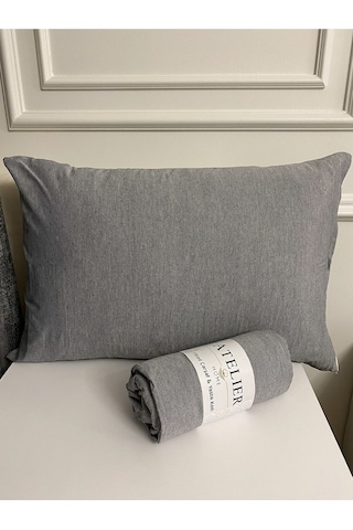 Gri Ranforce Lastikli Fitted Çarşaf Takımı Çift Kişilik 160x200