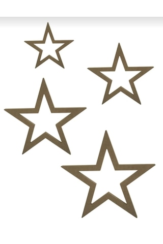 Boyanabilir Ahşap Mdf Yıldız Temalı 4 Lü Dekoratif Obje - Süs