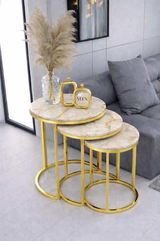 Armoni 3'lü C Zigon Gold Kaplama Krem Mermer Mdf Mebran Demonte
