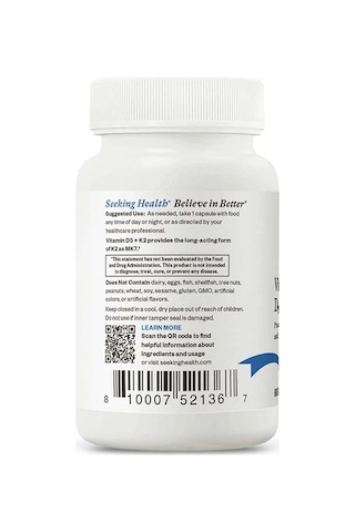 Vitamins D3 And K2, 60 Capsules