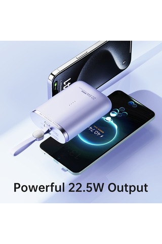 Powersack Pd 22.5w 10000 Mah. 3 İn 1 Type-c Lightning Power Bank Mor