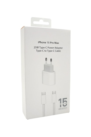 Apple iPhone Uyumlu 15 Pro Max 25w Type-c Güç Adaptörü Ve Type-c Şarj Kablosu