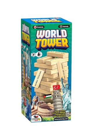 Dünya Tower Bilgi Eğitici 54 Parça Denge Oyunu Cezalı Jenga