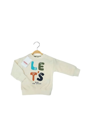 Çikoby Erkek Bebek Dinazor Baskılı Sweatshirt-13565 Krem
