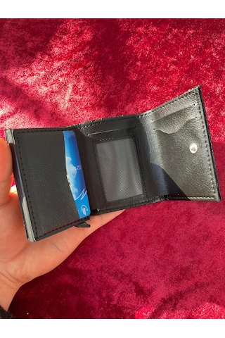 Suni Deri Erkek Mekanizmalı Vegan Deri Kartlık Cüzdan Portföy Taba