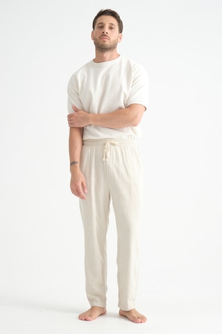 Redline Luxe Erkek Baggy Keten Karışımı Rahat Pantolon Bol Paça Yeni Sezon Bej