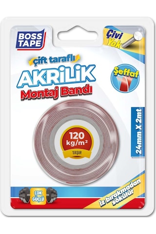 Şeffaf Çift Taraflı Akrilik Montaj Bandı-24 MM/2mt