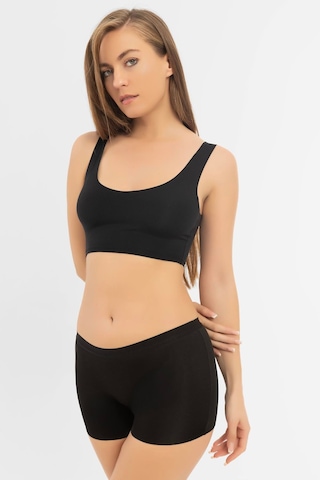 Arma Yıldız Basic Lazer Kesim Dikişsiz Kadın Boxer Külot 3'lü Paket Siyah Siyah