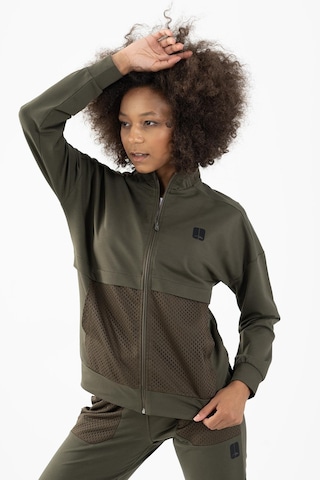 Maraton Sportswear Comfort Kadın Dik Yaka Düşük Kol Basic Açık Haki Tracktop 22178-açık Haki