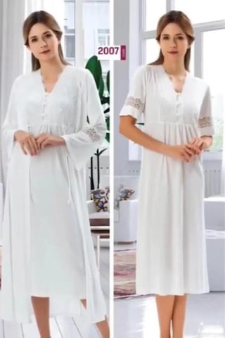 Duchesse 42007 Lohusa 4 Lü Pijama Gecelik Sabahlık Tk 001
