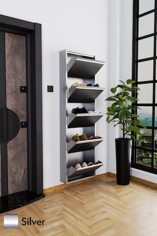 Evdemo 5 Kapaklı Metal Ayakkabılık Silver