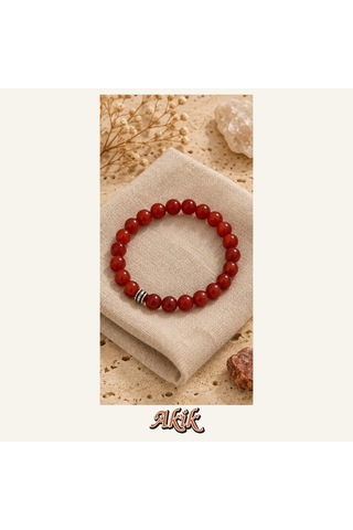 Akik Taşı Bileklik 8 Mm, Unisex, Elastik Çok Renkli