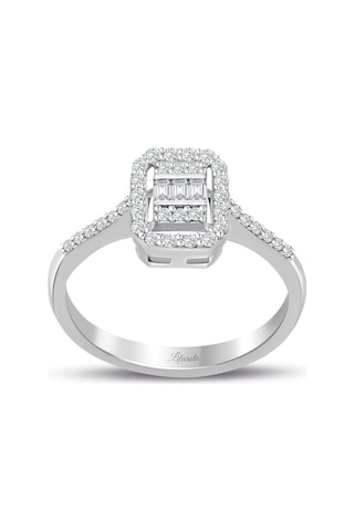 Lilarote 0.35 Ct. Modern Tasarım Baget Kare Tektaş Yüzük