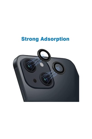 Trend Apple Uyumlu iPhone 15 Ve Plus Kamera Camı Lens Koruyucu Halka Set Siyah