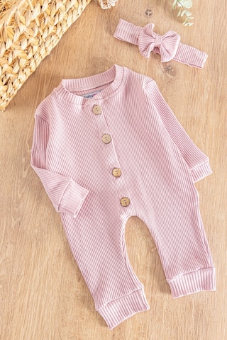 Önden Düğmeli Bandanalı Kız Bebek Tulum 001