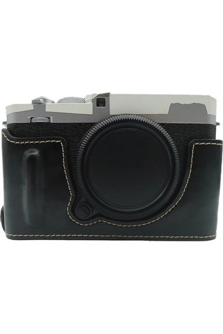 Pazly Fujifilm X-e4 İçin Siyah Pu Deri Alt Kasa, Pil Açma Tasarımlı Yarım Kapak