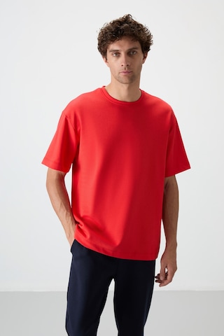 Tommy Life Fiesta - Lacivert Pamuklu Kalın Yumuşak Dokulu Oversize Fit Basic Erkek Eşofman Takım - 85251 Kırmızı - Lacivert