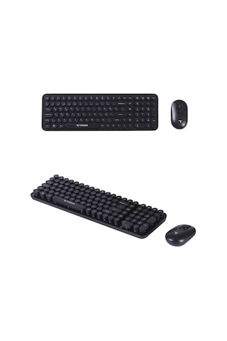 Torima Tmk-07 Siyah Retro Daktilo Görünümlü Kablosuz Q Klavye Mouse Seti