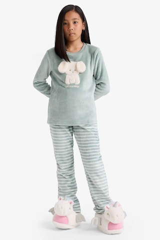 Defacto Kız Çocuk Pijama Takımı Polar Uzun Kollu Üst Uzun Alt D1087a825wngn1123 Yeşil