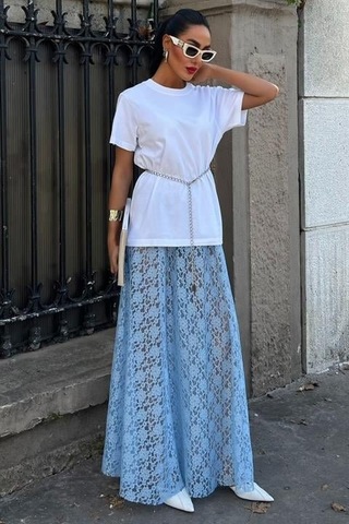 Alyn Wear Maxi Dantel Etek 4047 Mavi