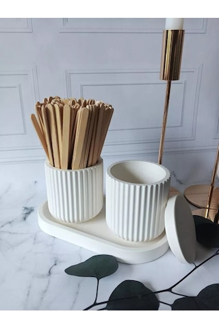 Cre Art Kuru Çiçekler İçin Dekoratif Alçı Set Ev Dekorasyonu İçin Kuru Çiçek Vazosu Alçı Seti 236592464 Beyaz