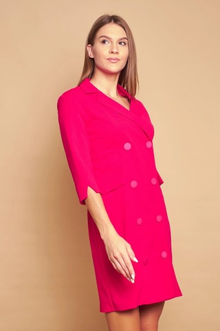 Yakalı Sırt Dekolteli Anvelop Likralı Kumaş Düğmeli Ceket Elbise-fujya Fujya